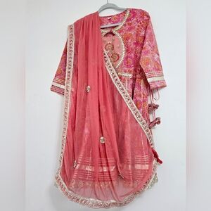Indian ethnic Light Pink Cotton Sharara Dress with Gota Patti Embroidery